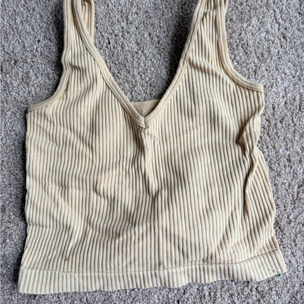 Stylish Ribbed Tan Tank Top